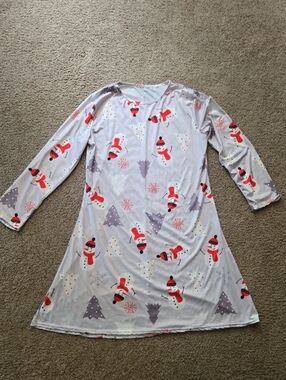 SHEIN White Long Sleeve Snowman Dress Size Large